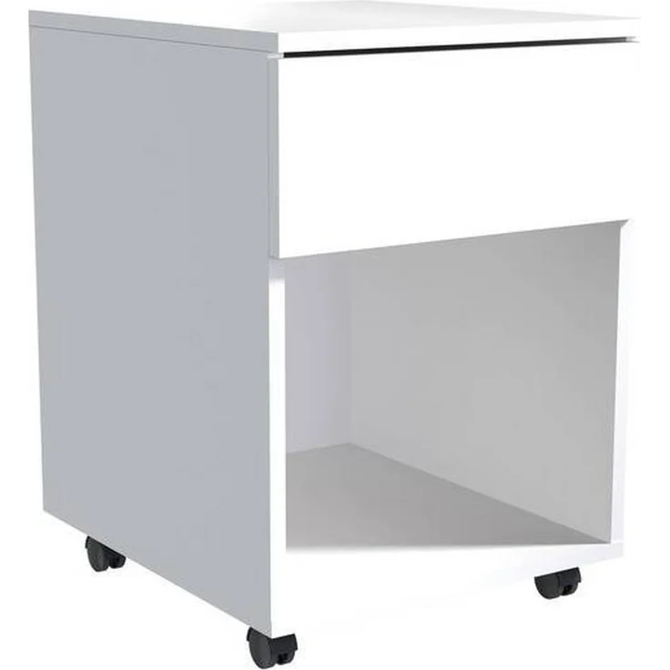 MID.YOU Rollcontainer, Weiß, Holzwerkstoff, 1 Schublade, erweiterbar, griffloses Öffnen, 39x55x45 cm