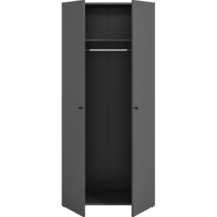 Kleiderschrank 2-türig (B/H/T: 80x176x51 cm) in anthrazit Nachbildung – Bild 3