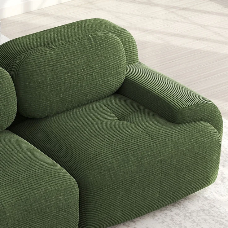 DESVIAE Sofa rahmenlos und montagefrei aus Cordstoff Grün, 298 x 178 x 70 cm – Bild 9