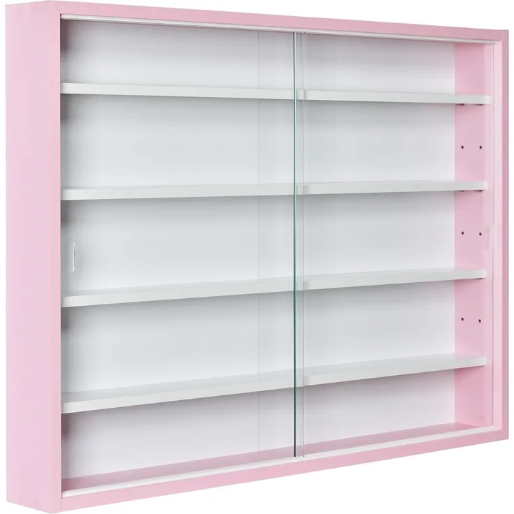 Inter Link - Sammlervitrine - Hängevitrine - Wandregal - Glasvitrine - Wandvitrine - Hängeregal - Schaukasten - MDF - Pink (80 x 60 x 9.5 cm) Pinkruby