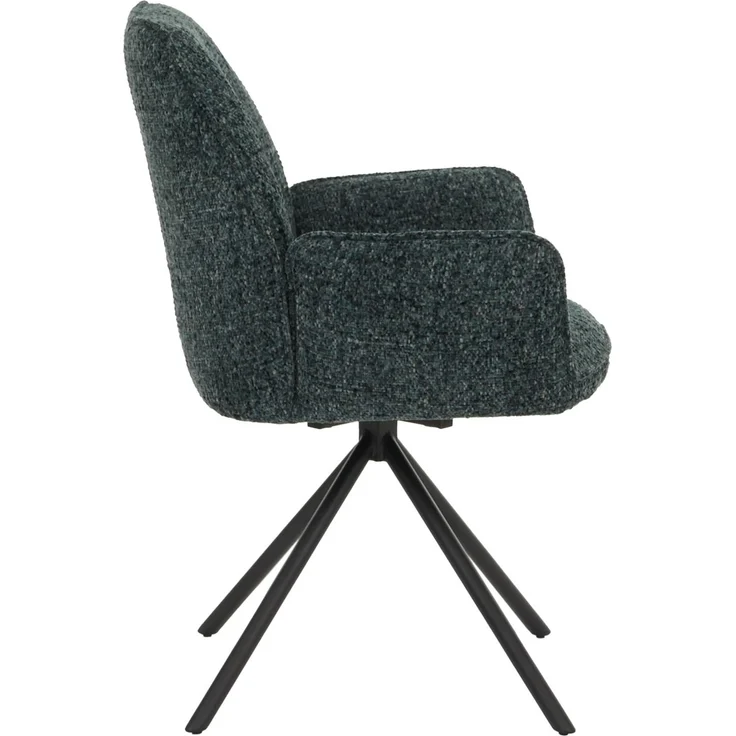 6er-Set Esszimmerstuhl HWC-G67, drehbar Auto-Position Metall Chenille (410g/m²) ~ Gestell schwarz, dunkelgrün – Bild 8