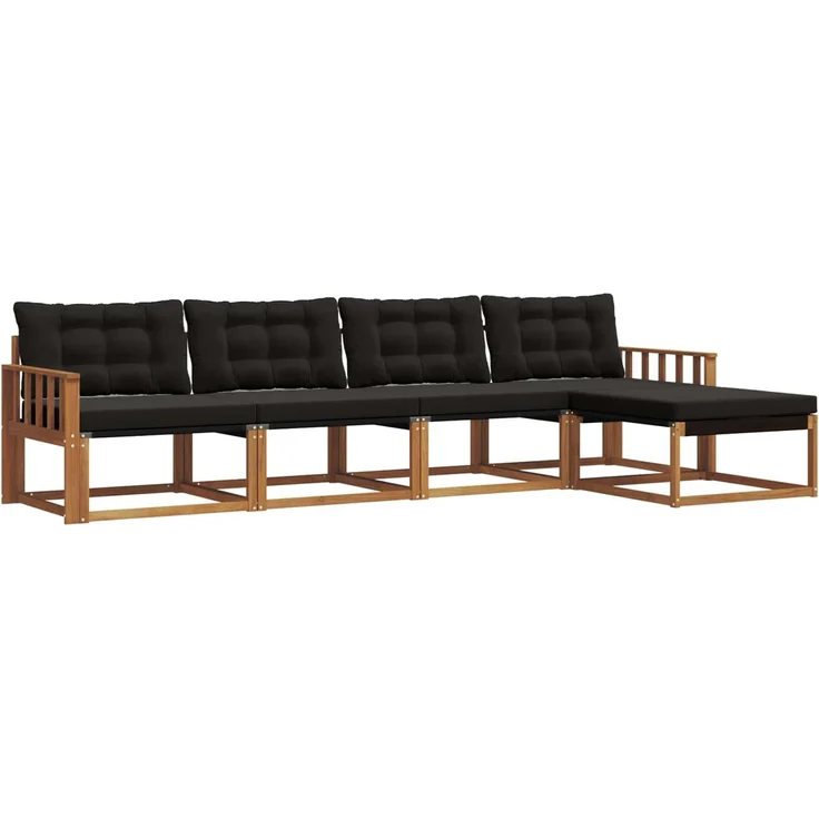 vidaXL Outdoor-Sofagarnitur 5 stk. 5-Sitzer Natur und Schwarz 3369359 – Bild 2