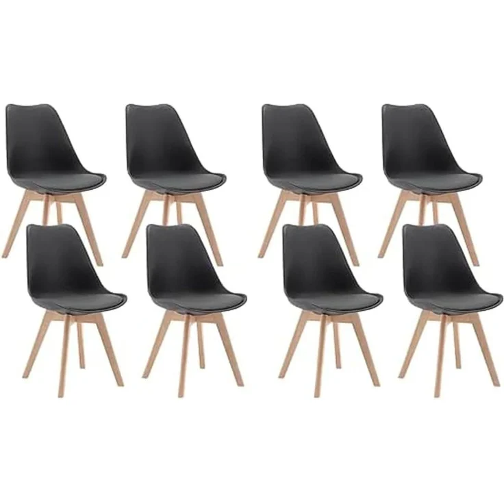 Woltu Esszimmerstuhl (Set, 8 St), Polsterstuhl Bezug Kunstleder, Massivholz – Bild 1