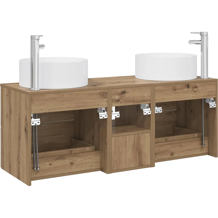 vidaXL Badezimmerschrank-Set 3 stk. Artisan-Eiche 129 x 44,5 x 80 cm 3405954 – Bild 7