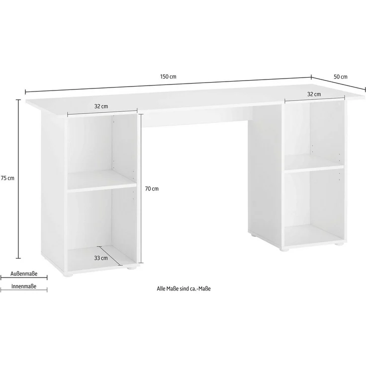 borchardt Möbel Schreibtisch Kai, Regalschreibtisch mit viel Stauraum, Breite 150 cm, Made in Germany – Bild 3