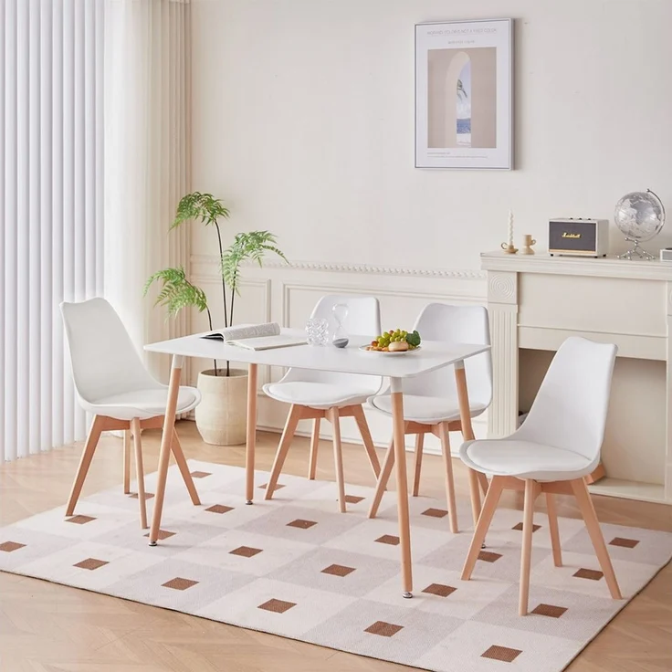 GrandCA HOME Esszimmerstuhl 4er/6er Set Esszimmerstuhl, Moderner Gepolsterter Küchenstuhl (6 St), mit Beine aus Buchenholz, weiß – Bild 2
