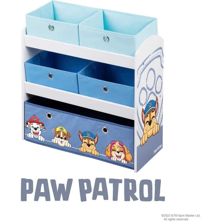 roba Spielregal 'Paw Patrol' - Aufbewahrungsregal - inkl. 5 Stoffboxen - Holz - Weiß / Grau – Bild 5