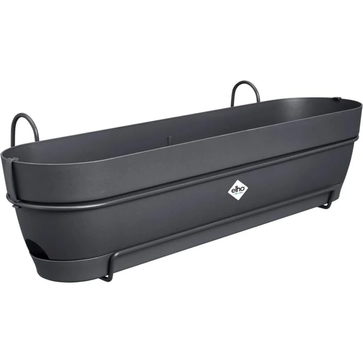 elho Vibia Campana Balkonkasten Allin1 70 mit Wasserreservoir - Übertopf für Balkon - 100% recyceltem Plastik - Ø 70. 4 x H 17. 7 cm - Schwarz/Anthrazit – Bild 1