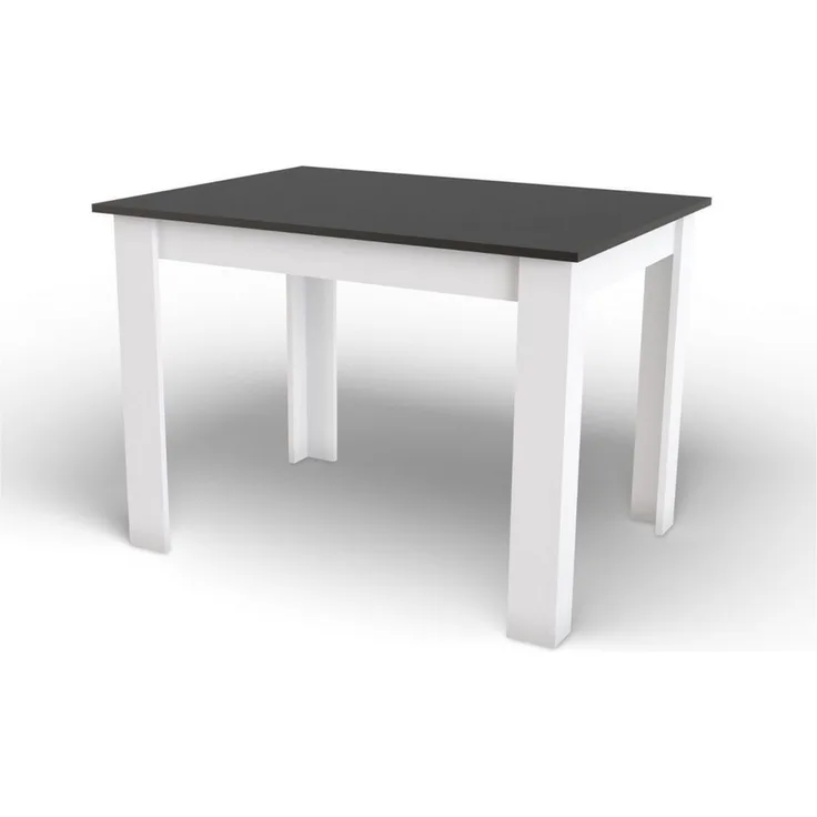 Home Collective Esstisch Küchentisch, Platte aus Eiche, Holztisch (Perfekt für Küche, Esszimmer, Wohnzimmer), 120x80 cm hergestellt aus Möbelplatte mit PVC-Furnier schwarz weiß