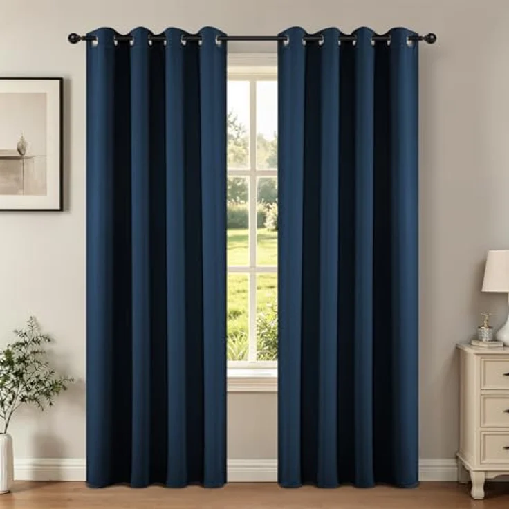 Joydeco Verdunkelungsvorhänge, 2 Paneele, thermische Isolierung, Raumverdunkelung, mit Ösen, für Wohnzimmer, Schlafzimmer, Fenster, Länge ca. 215 cm – Bild 1