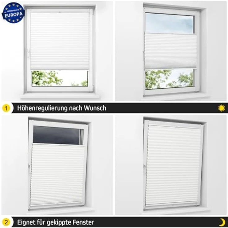 jalousiescout Plissee Pure Plissee Premium, 40 x 100 cm, weiß, halbtransparent, ohne Bohren, verspannt, Klemmfix, Polyester-Stoff, blickdicht und lichtdurchlässig – Bild 6
