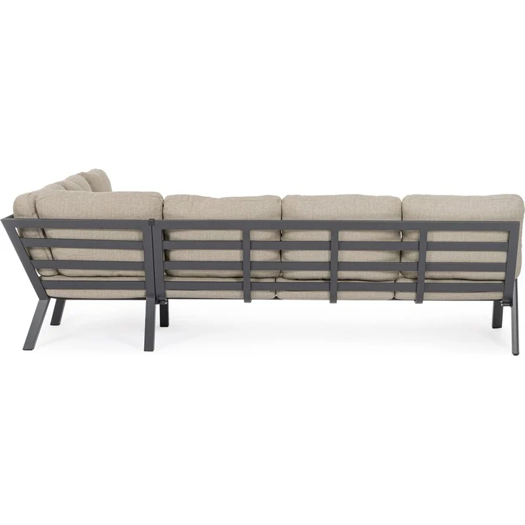Gartenecksofa Oinimola - Aluminium Anthrazit, Olefin-Stoff Taupe – Bild 4