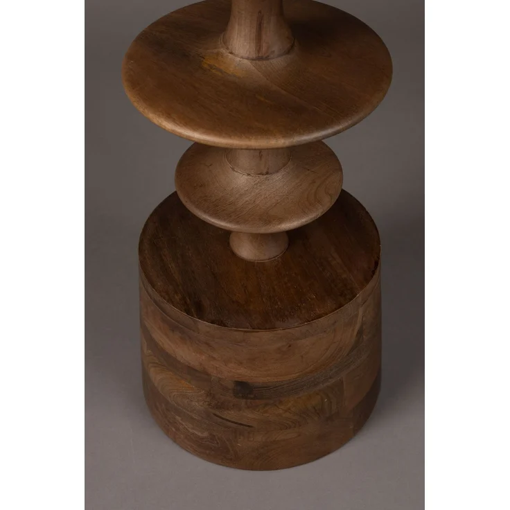 DutchBone Beistelltisch Cath aus massivem Mangoholz mit Walnuss-Finish, rund Braun 46x46x58 cm – Bild 3