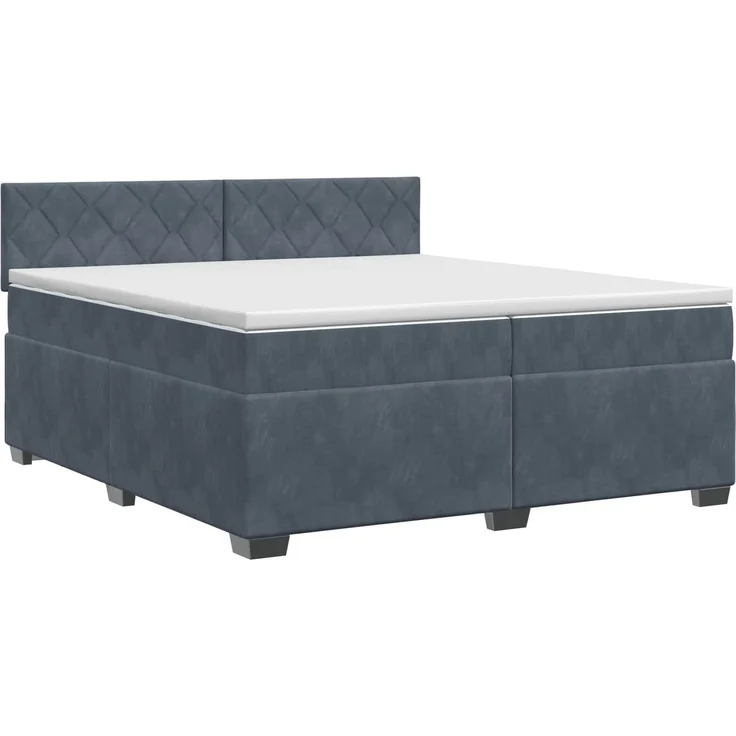 vidaXL Boxspringbett mit Matratze Dunkelgrau 200 x 200 cm Samt 3450789 – Bild 2