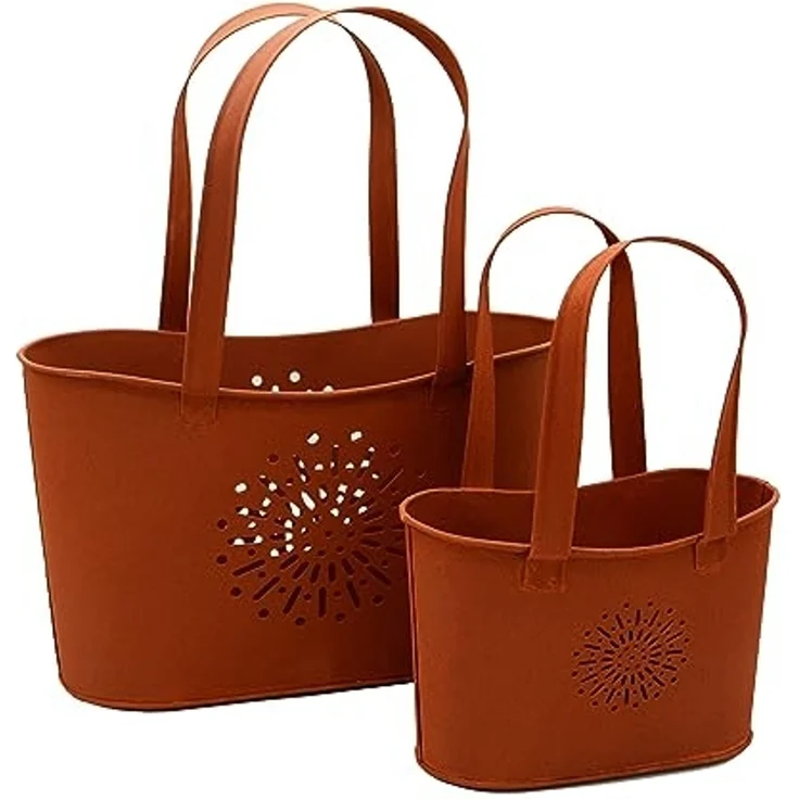 UNUS GARDEN Blumentopf Topf Handtasche Rostopfik (2 St, 2er Set in zwei Größen (16,5 cm und 11 cm hoch), Gartendeko robust – Bild 4