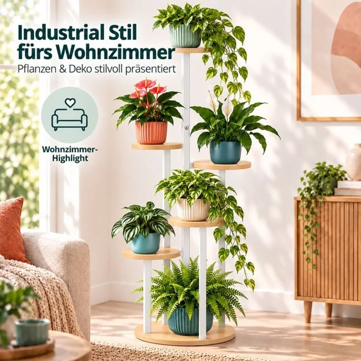 Relaxdays Pflanzenständer mit 5 runden Ablagen – Bild 3
