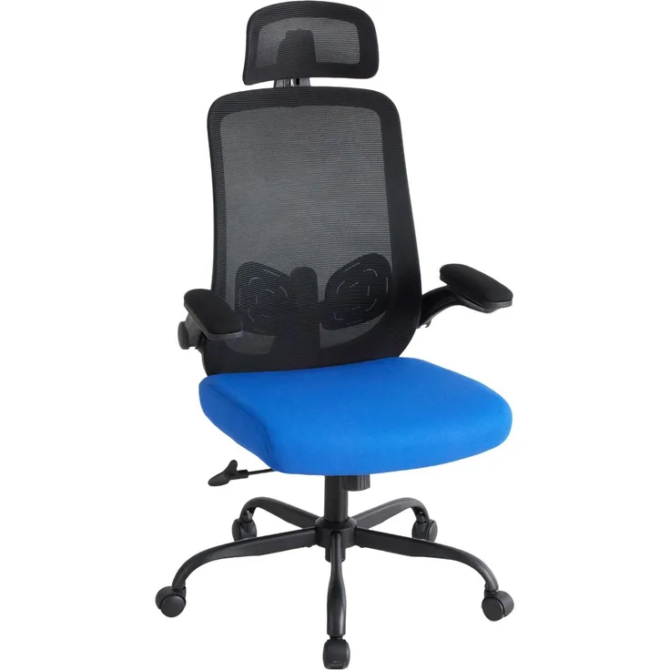 Sweetcrispy Ergonomischer Bürostuhl mit Kopfstütze & verstellbaren Armlehnen – höhenverstellbar, 360° drehbar, Gaming & Schreibtischstuhl für Homeoffice & Büro, Schwarz/Blau