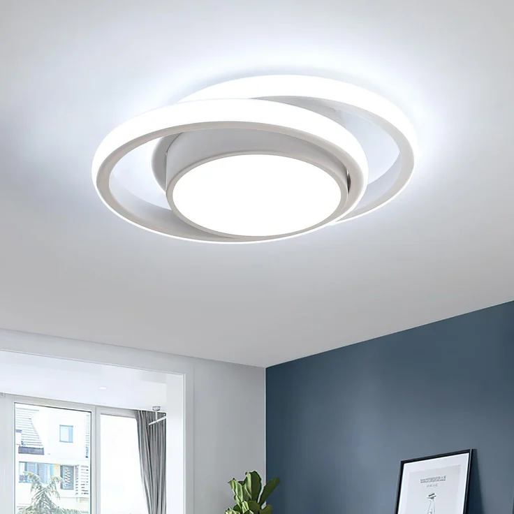 Goeco Deckenlampe Weiße Farbe, 32W 2350LM Modern LED Deckenleuchte Rund, LED Deckenlampe für Schlafzimmer Badezimmer Küche Gang Balkon, 6500K Kaltweißes Licht