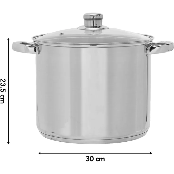Brixy Suppentopf Stampftopf - Glasdeckel - 16,5L - 30 CM - Induktion Gas Keramik - Spülmaschinenfest - Edelstahl – Bild 10