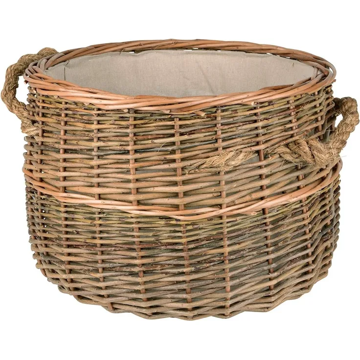 UNUS HOME Kaminholzkorb Korb Weide rund 2 Seilgriffe (1 St)