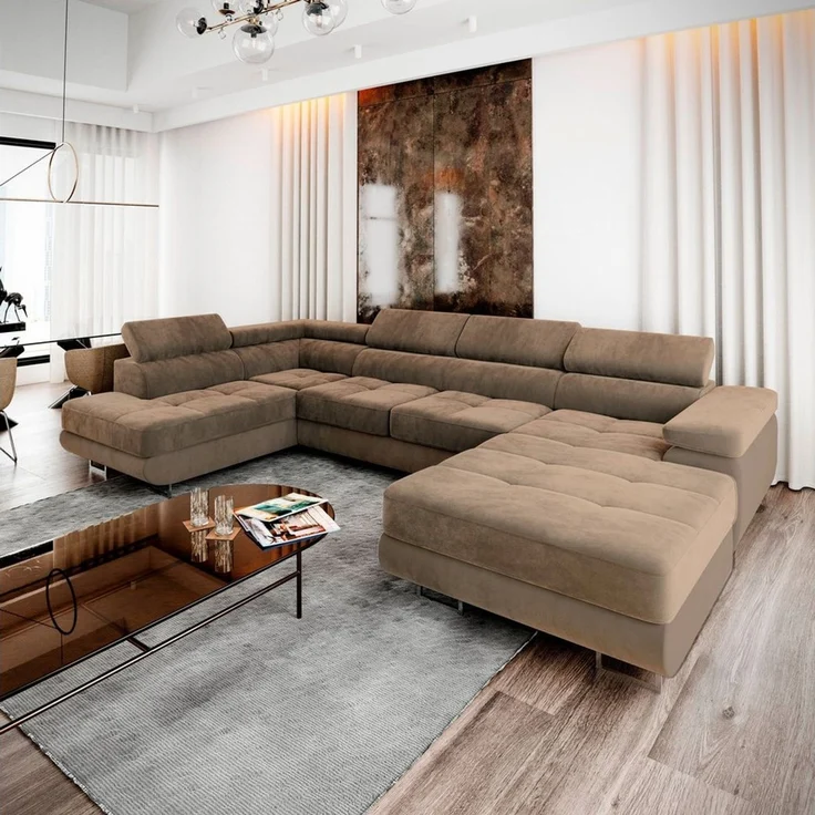 Masseno Ecksofa CASONE mit Schlaffunktion U-Form, Sofa mit Bettkasten – Bild 1