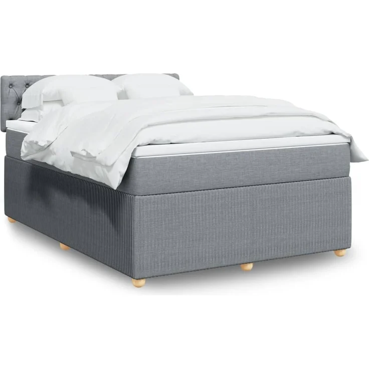 vidaXL Boxspringbett mit Matratze Hellgrau 140x200 cm Stoff 3289786 – Bild 1