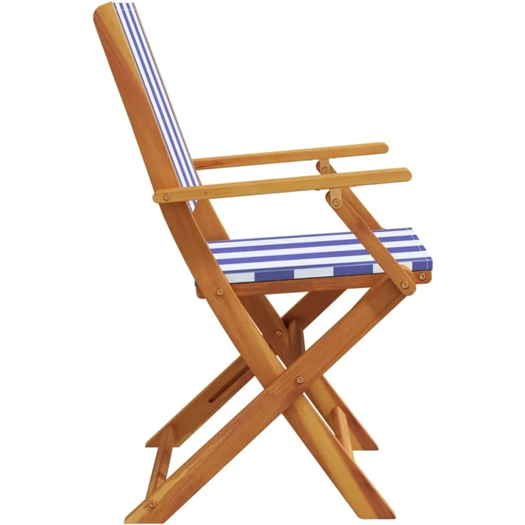 vidaXL Gartenstühle 4 Stk. Klappbar Blau und Weiß Stoff und Massivholz 3214589 – Bild 5