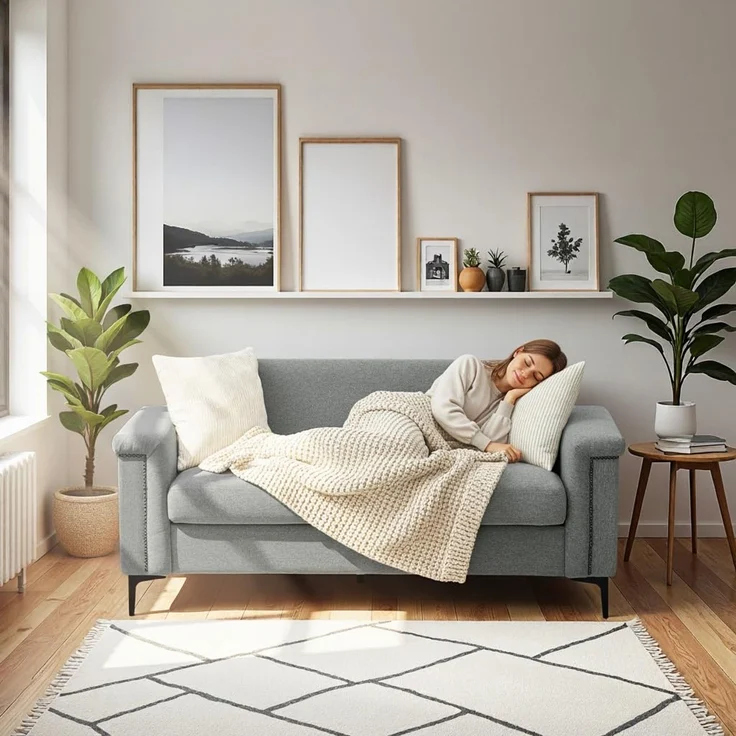 Ball & Cast 2 Sitzer Sofa mit Metallbeinen, Jugendsofa mit Klassischer Nietenverzierung, Elegant Skandinavischer Stil für Wohnzimmer, 172 x 81.5 x 73.5 cm (BxHxT), Hellgrau