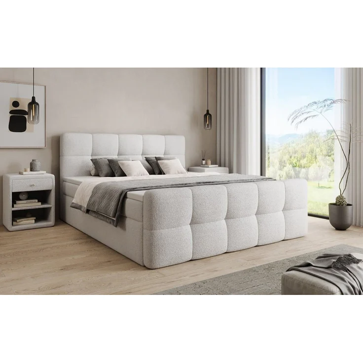 Luxusbetten24 Boxspringbett Cozy in Teddy Bouclé, mit Stauraum, inklusive Topper – Bild 2
