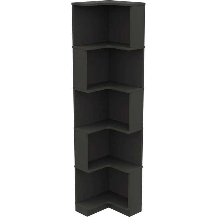 Flieks Eckregal mit LED 63.5×45×175 cm, Eckbücherregal 5 Ebenen, Bücherregal Ecke mit App-Steuerung, Standregal modern, Schwarz – Bild 5