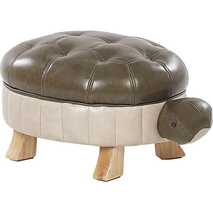 Beliani Pouffe pet green eco-leather TURTLE