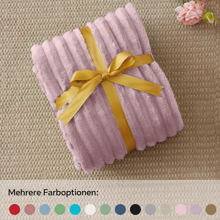 BEDELITE Kuscheldecke Flauschig Decke 150x200 - weiche XL Flanell Decken Beerenviolett für Couch, Deko Streifen Cord Fleecedecke als Couch Überwurf für Wohnzimmer, Twin Blanket Wide Use – Bild 6