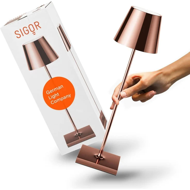 SIGOR LED Tischleuchte Akku-Tischleuchte, Dimmbar, LED fest integriert, Warmweiß – Bild 1