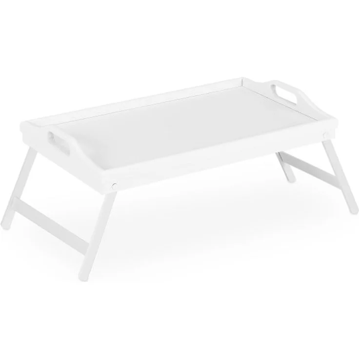 Relaxdays Betttablett klappbar, Bambus / MDF weiß, 61,5 x 30 x 22 cm – Bild 7