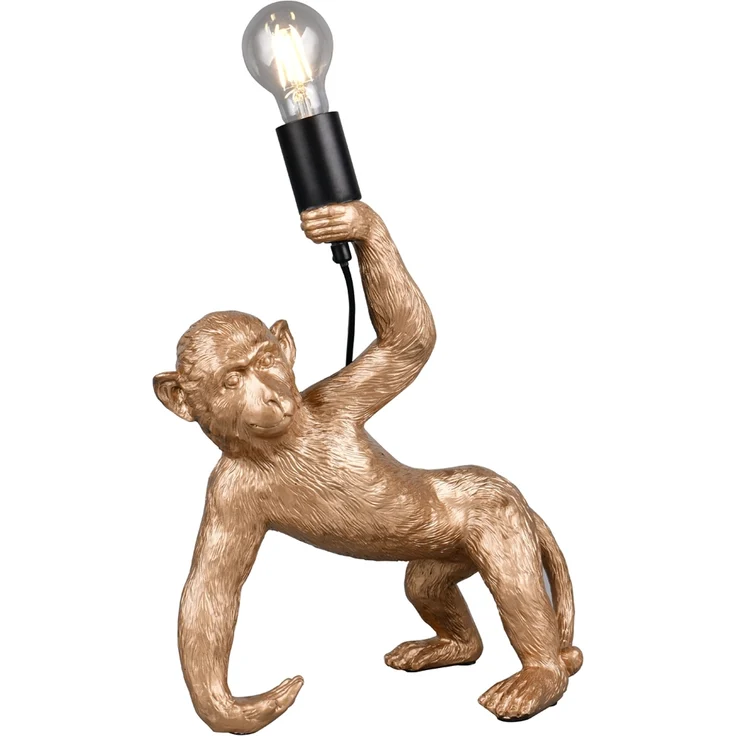 Tischleuchte, gold, Affe, E27, Schnurschalter, H 35,5 cm – Bild 2