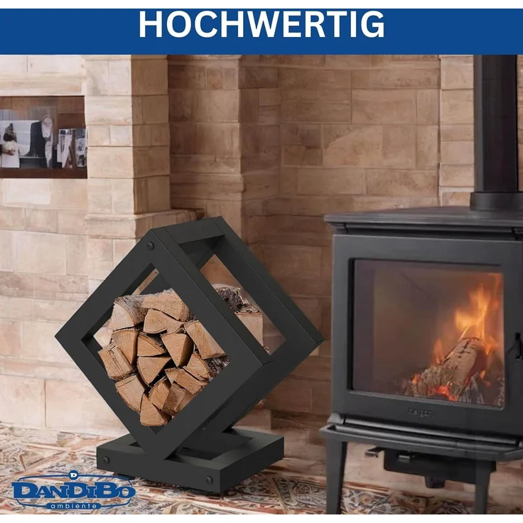 DanDiBo Kaminholzregal Innen Metall Schwarz Würfel Quadratisch 96606 Brennholzregal Holzaufbewahrung Kaminholzständer Feuerholzregal – Bild 9