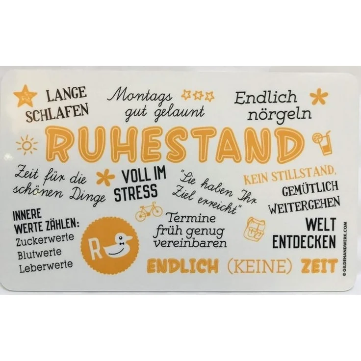 GILDE Frühstücksbrett Frühstücksbrettchen „Ruhestand“ – Resopal – Geschenk zum Renteneintrit, Resopal, (1-St) – Bild 2