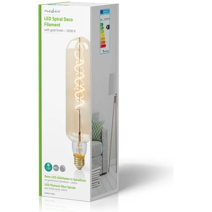 LED-Filament-Lampe E27 | T65 | 8.5 W | 600 lm | 2000 K | Dimmbar | Mit Gold Finish | Retro Style | 1 Stück – Bild 5