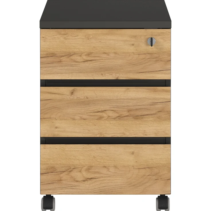 Germania Rollcontainer 4264-549 GW-Lissabon, in Graphit/Eiche, griffloses Design, 41 x 60 x 50 cm (BxHxT) – Bild 2