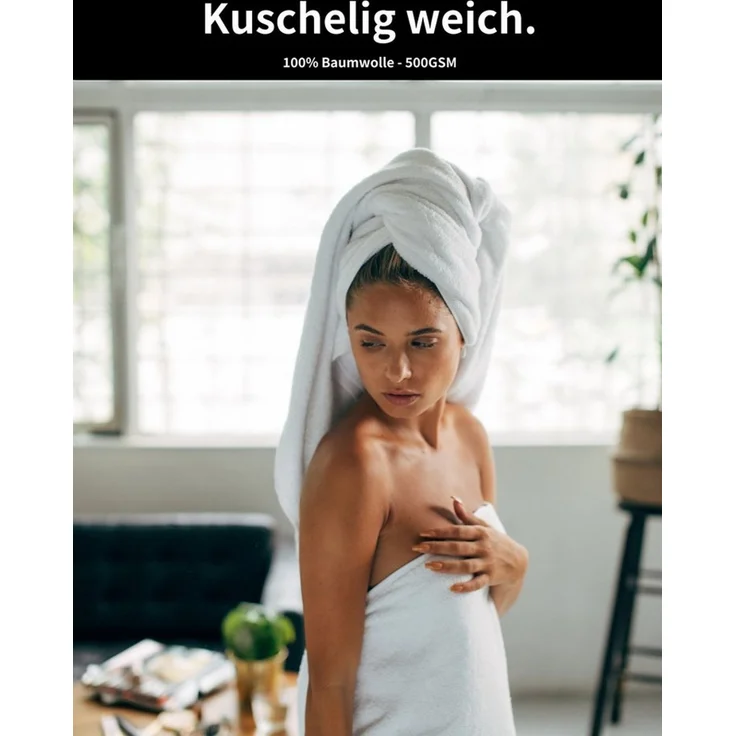 Hometex Premium Textiles Handtuch in Premium Qualität 500 g/m², Feinster Frottier-Stoff 100% Baumwolle, 4x Handtuch, weich, saugfähig, extra schwer & flauschig - TEST BILD TOP MARKE 2025 – Bild 3