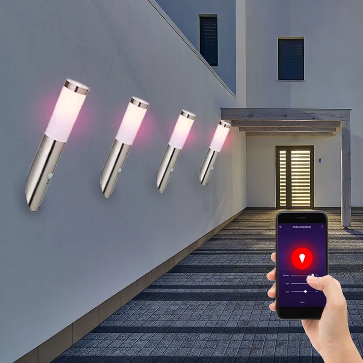 4er Smart RGB LED Wandlampe, opal, Bewegungsmelder, H 40 cm – Bild 2