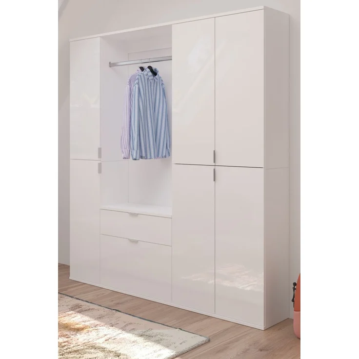 Garderobenschrank SystemX in weiß Hochglanz 152 x 193 cm – Bild 1
