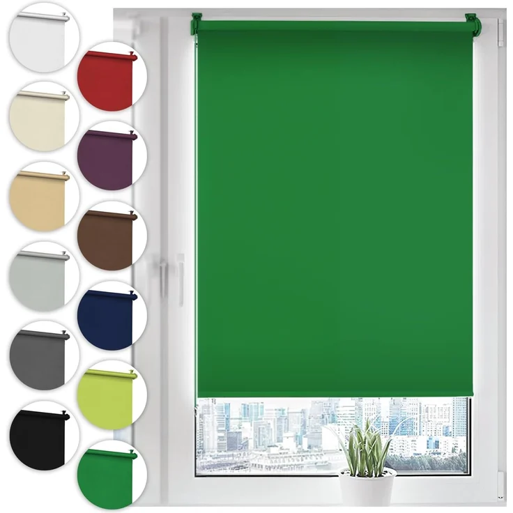 Verdunkelungsrollo Klemmfix ohne Bohren 110x150 cm Grün Verdunklungsrollo Fensterrollo Rollo Seitenzugrollo Klemmrollo für Fenster & Tür – Bild 1
