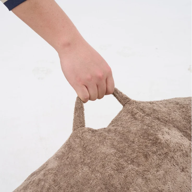 1-Sitzer Bean Bag Sessel aus Kunstfell, mit ergonomischer Rückenlehne, Khaki,H 79 x T 95 x B 95 cm – Bild 6