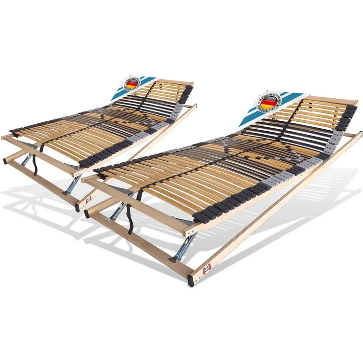 Lattenrost mit 42 Leisten, 100% Buche, 7 Zonen, MONTIERT bis 250 Kg BELASTBAR, Matratzen Perfekt, Kopfteil manuell verstellbar, Fußteil manuell verstellbar, Spar Set im Angebot vorhanden, Lattenrost mit Trio Kautschukkappen Top Lagerung der Leisten – Bild 1