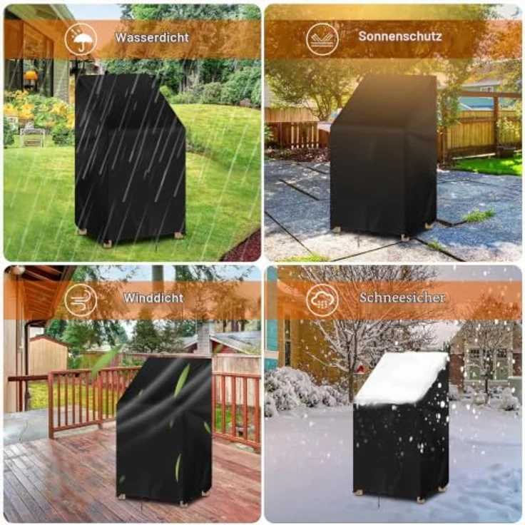 WOLTU Abdeckung für Gartenmöbel, 68x96x110/150 cm, 420D Oxford Gewebe, wasserdicht, UV-beständig, schwarz – Bild 4
