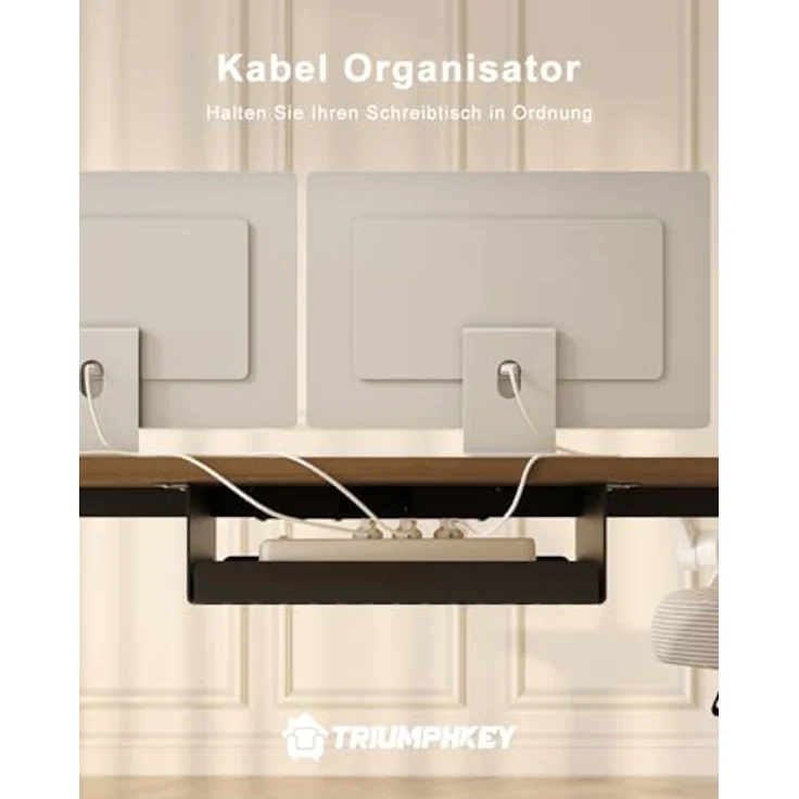 TRIUMPHKEY Höhenverstellbarer Schreibtisch 140x70, 18mm Tischplatte & USB-A | Schreibtisch Höhenverstellbar mit 3 Memory-Steuerung,Sitz‑Erinnerung & Kabelmanagement, Computertisch,Standing Desk,Walnuss – Bild 6