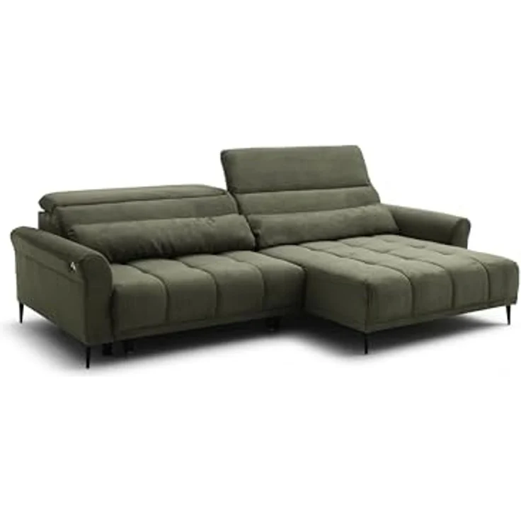 Wohnlandschaft >Wolve< elektr. Sitzverstellung, 2 Kissen, Cord grün - 277x108x179cm (BxHxT) – Bild 1