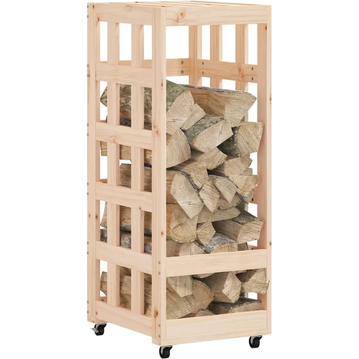 vidaXL Kaminholzregal mit Rollen 40x49x110 cm Massivholz Kiefer 832327 – Bild 2