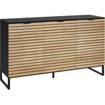 Bellamio 'Luvua' Kommode, schwarz/Eichenoptik, mit Metallfüßen, 80x40x135 cm, Sideboard mit 3 Türen und 6 Fächern